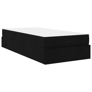 vidaXL Bettgestell mit Matratze 2 Stk. Schwarz Stoff