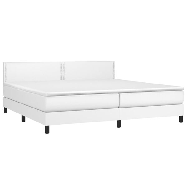 vidaXL Boxspringbett mit Matratze Wei&szlig; 200x200 cm Kunstleder