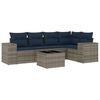 vidaXL 6-teiliges Gartensofa-Set mit Kissen, grau, Polyrattan