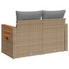 vidaXL Gartensofa mit Kissen 2-Sitzer Beige Poly Rattan