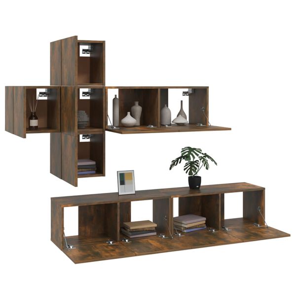 vidaXL 7-tlg. TV-Schrank-Set R&auml;uchereiche Holzwerkstoff