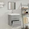 vidaXL Waschbeckenschrank mit Einbaubecken Grau Sonoma Holzwerkstoff