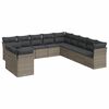 vidaXL 11-tlg. Garten-Sofagarnitur mit Kissen Grau Poly Rattan