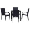 vidaXL Garten Essgruppe 5 pcs Schwarz Pulverbeschichteter Stahl