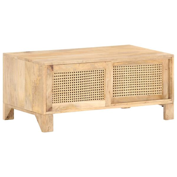 vidaXL Couchtisch 90x50x40 cm Mango Massivholz und Rohrgeflecht