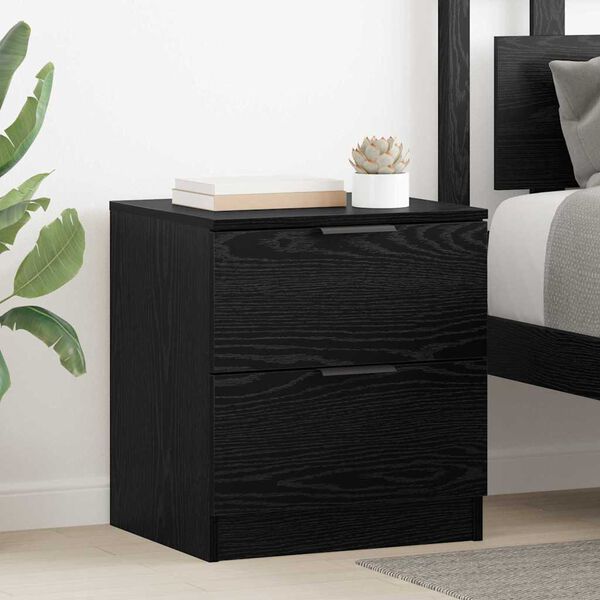 vidaXL Nachttisch 2 pcs Schwarz Eichen-Optik 45 x 39 x 50 cm
