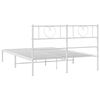 vidaXL Bettgestell mit Kopfteil Metall Wei&szlig; 150x200 cm