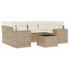 vidaXL 7-tlg. Garten-Sofagarnitur mit Kissen Beige Poly Rattan