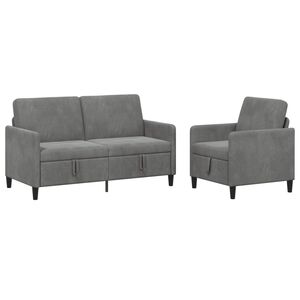 vidaXL Sofa Set mit Stauraum 2 stk. Dunkelgrau Polyester