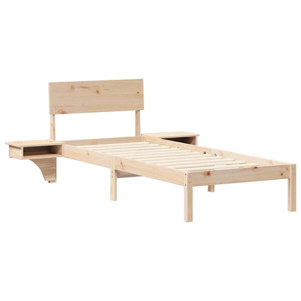 vidaXL Bettrahmen mit Kopfteil Braun 75 x 190 cm Massives Kiefernholz