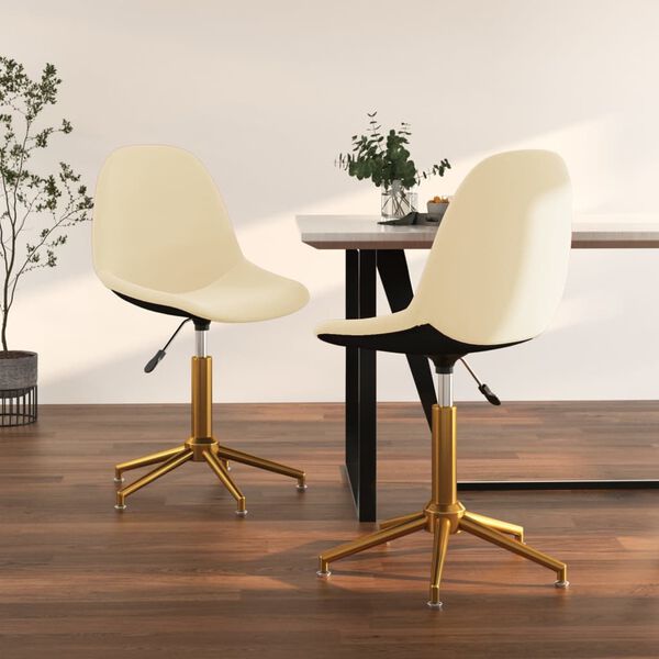 vidaXL Esszimmerst&uuml;hle 2 Stk. Drehbar Creme Samt
