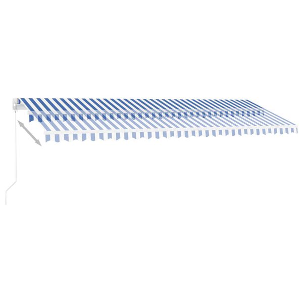 vidaXL Markise Manuell Einziehbar mit LED 500x300 cm Blau Wei&szlig;