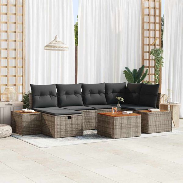vidaXL Garten-Sofa-Set 7 pcs Grau 55 x 62 x 69 cm Poly Rattan