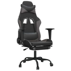 vidaXL Gaming-Stuhl mit Fu&szlig;st&uuml;tze Schwarz und Grau Kunstleder