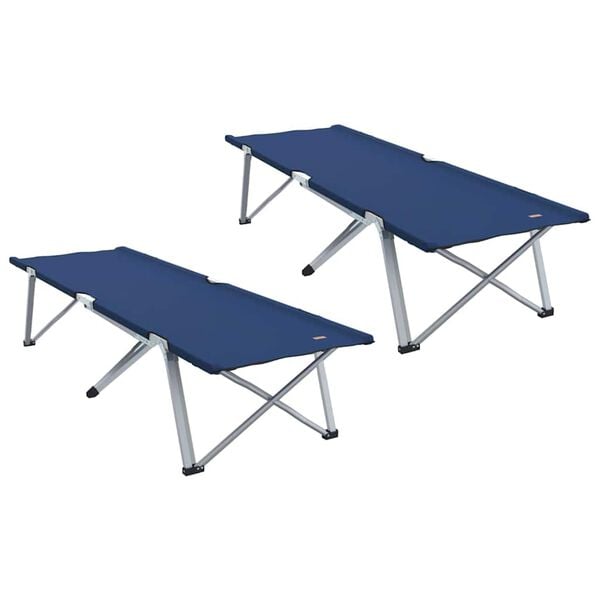 vidaXL Klapp Schlafbett f&uuml;rs Camping 2 pcs Blau 194 x 62.5 x 42.5 cm