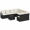 vidaXL Sofa Set mit Kissen 9 pcs Schwarz und Creme Poly-Rattan