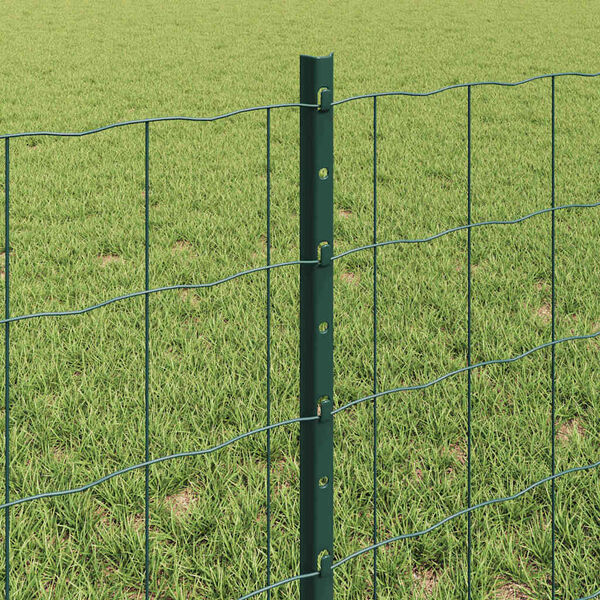 vidaXL Zaun mit Pfosten Gr&uuml;n 0,6 x 50 m Stahl und PVC