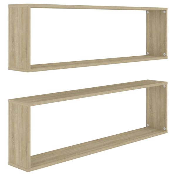 vidaXL W&uuml;rfelregale 2 Stk. Sonoma-Eiche 100x15x30 cm Holzwerkstoff