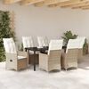 vidaXL Garten Essgruppe mit Kissen 7 pcs Beige Poly-Rattan