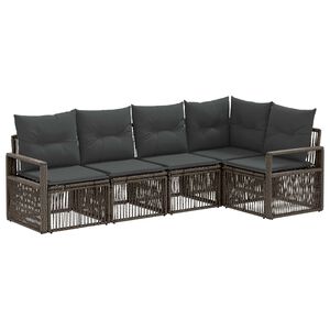 vidaXL Gartensofa-set 5 Stk. Grau Poly-Rattan