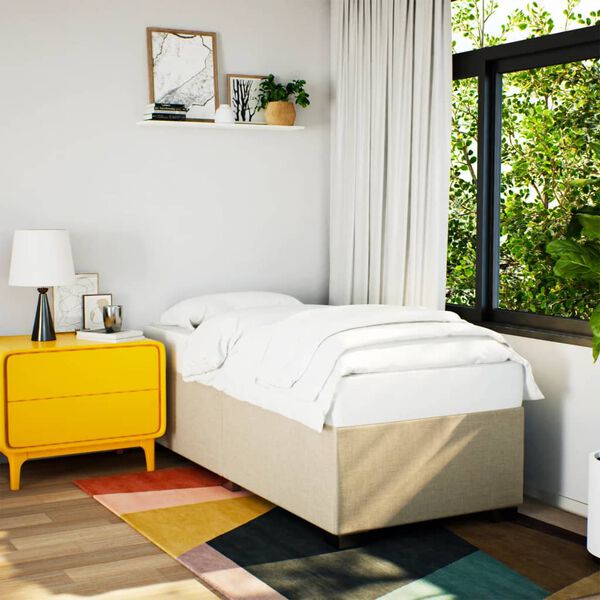 vidaXL Boxspringbett mit Matratze Creme 90x190 cm Stoff