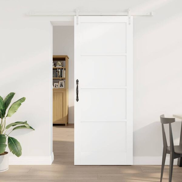 vidaXL Schiebet&uuml;r ORKDAL Wei&szlig; 83 x 211 cm Massives Kiefernholz