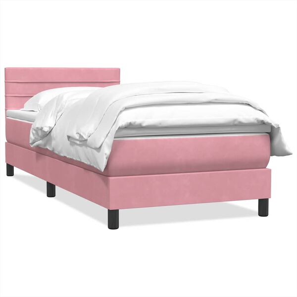 vidaXL Boxspringbett mit Matratze Rosa 80x220 cm Samt