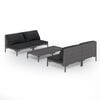 vidaXL 5-tlg. Garten-Lounge-Set mit Kissen Poly Rattan Dunkelgrau