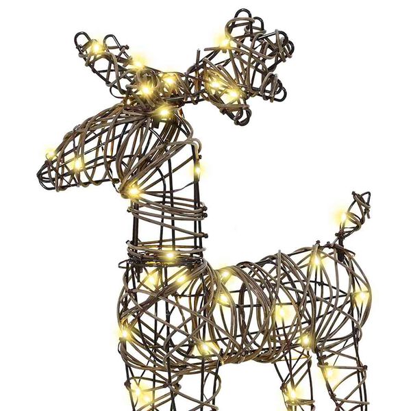 vidaXL Rentier Zieh Schlitten Warmes Weiß 52,5 x 28 x 32,5 cm Rattan