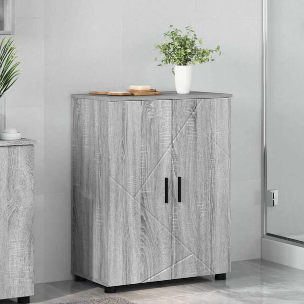 vidaXL Badezimmerschrank mit Speicher Graues Sonoma 60 x 35 x 80 cm