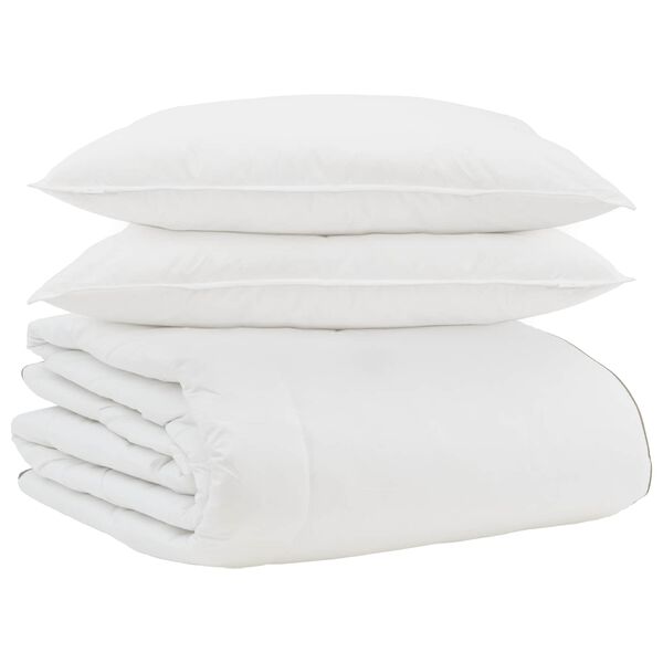 vidaXL Winterbettdecke mit Kissen 3 pcs Wei&szlig; Daunenfeder