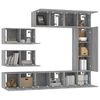 vidaXL 8-tlg. TV-Schrank-Set Grau Sonoma Holzwerkstoff