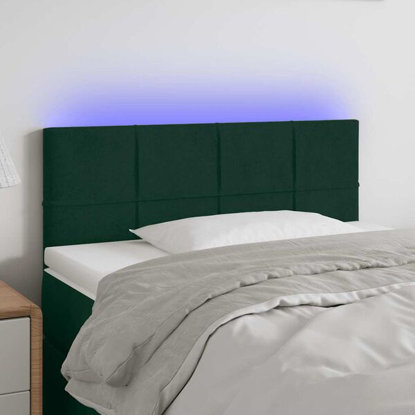 vidaXL LED Kopfteil Dunkelgr&uuml;n 80x5x78/88 cm Samt