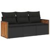 vidaXL 3-tlg. Garten-Sofagarnitur mit Kissen Schwarz Poly Rattan