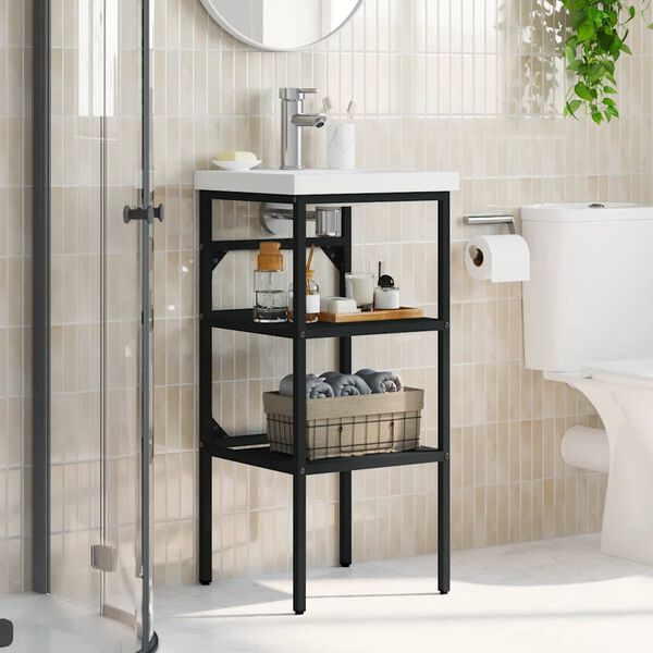 vidaXL Badezimmer Waschtischgestell Schwarz 40x38x83 cm Eisen