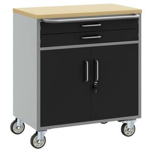 vidaXL Trolley Rolling Workbench Schwarz und Grau 75 x 45 x 85 cm