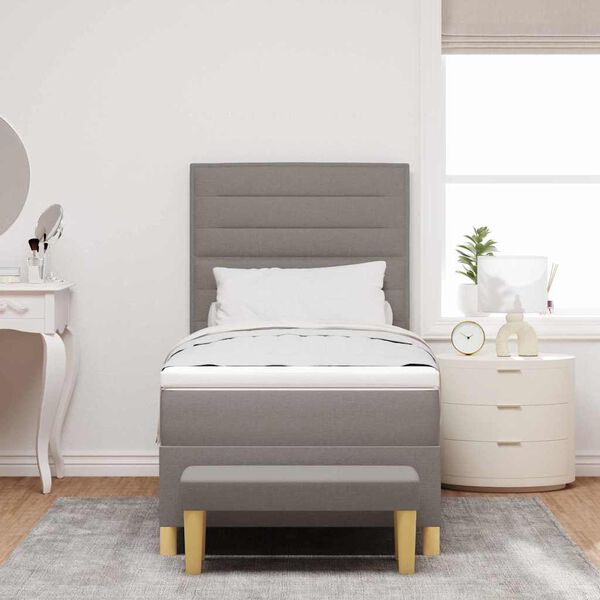 vidaXL Boxspringbett mit Matratze mit Kopfteil Taupe 90 x 200 cm Stoff