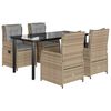 vidaXL 5-tlg. Garten-Essgruppe mit Kissen Beige Poly Rattan