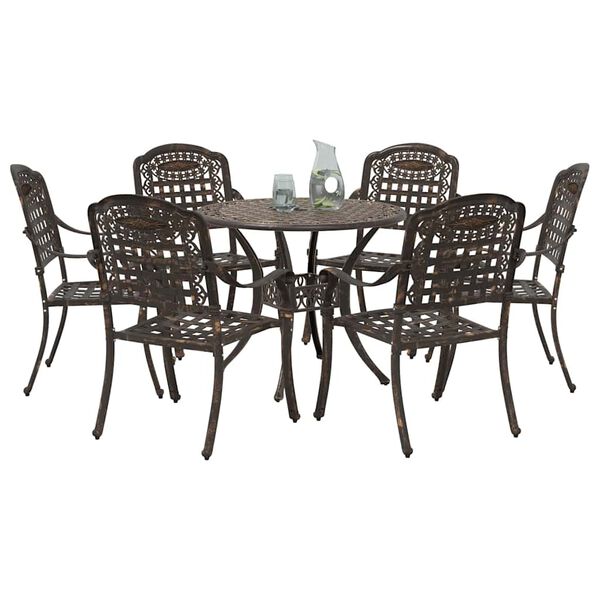vidaXL Garten Essgruppe 7 pcs Bronze Aluminium