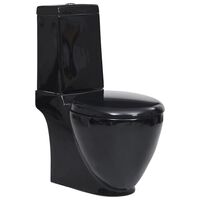 vidaXL Keramik-Toilette Abgang Horizontal Schwarz