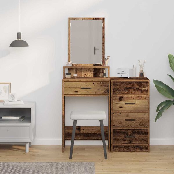 vidaXL Schminktisch mit Regal Altholz 50 x 41 x 140 cm Holzwerkstoff