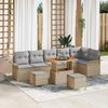 vidaXL Gartensofa-set mit Kissen 9 pcs Beige Poly-Rattan