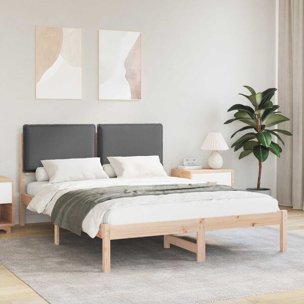 vidaXL Bettgestell mit gepolstertem Kopfteil Dunkelgrau 160 x 200 cm
