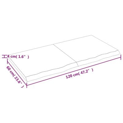 vidaXL Tischplatte Dunkelbraun 120x60x(2-4)cm Massivholz Eiche