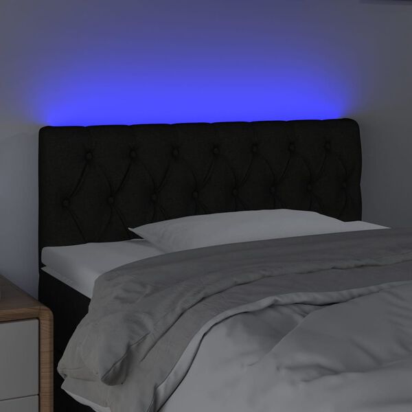 vidaXL LED Kopfteil Schwarz 90x7x78/88 cm Stoff