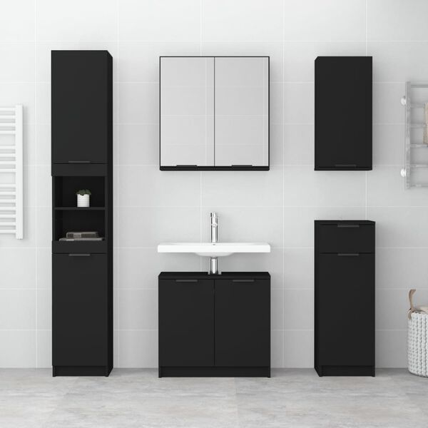 vidaXL Wand-Badeschrank Schwarz 32x20x67 cm