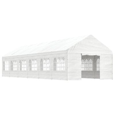 vidaXL Pavillon mit Dach Weiß 13,38x4,08x3,22 m Polyethylen