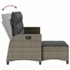 vidaXL 3-tlg. Garten-Sofagarnitur mit Kissen L-Form Grau Poly Rattan