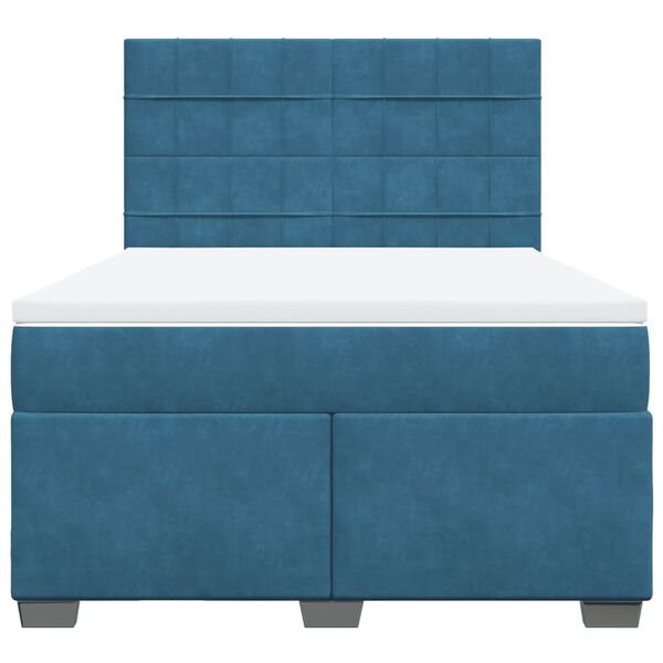 vidaXL Boxspringbett mit Matratze Blau 160x200 cm Samt