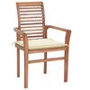 vidaXL Essst&uuml;hle 4 Stk. mit Cremewei&szlig;en Kissen Massivholz Teak